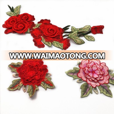 3D fashionable Embroidery Patch Custom Flower Rose patch for coats jeans bags bra