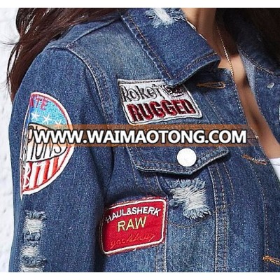 In stock iron on custom Round shape embroidery patches